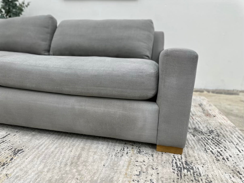Restoration Hardware Maxwell Luxe Frost Gray Fabric Sofa