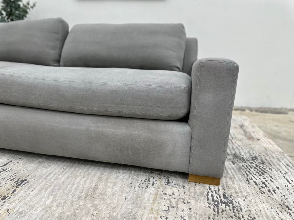 Restoration Hardware Maxwell Luxe Frost Gray Fabric Sofa