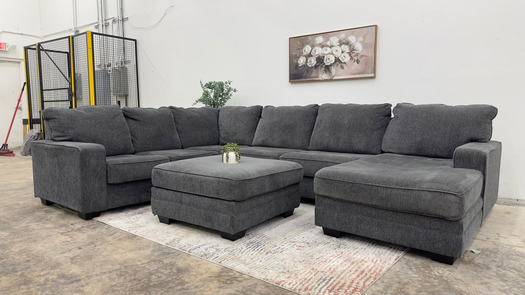 NFM Ashley Furniture U-Shaped Sectional with Ottoman
