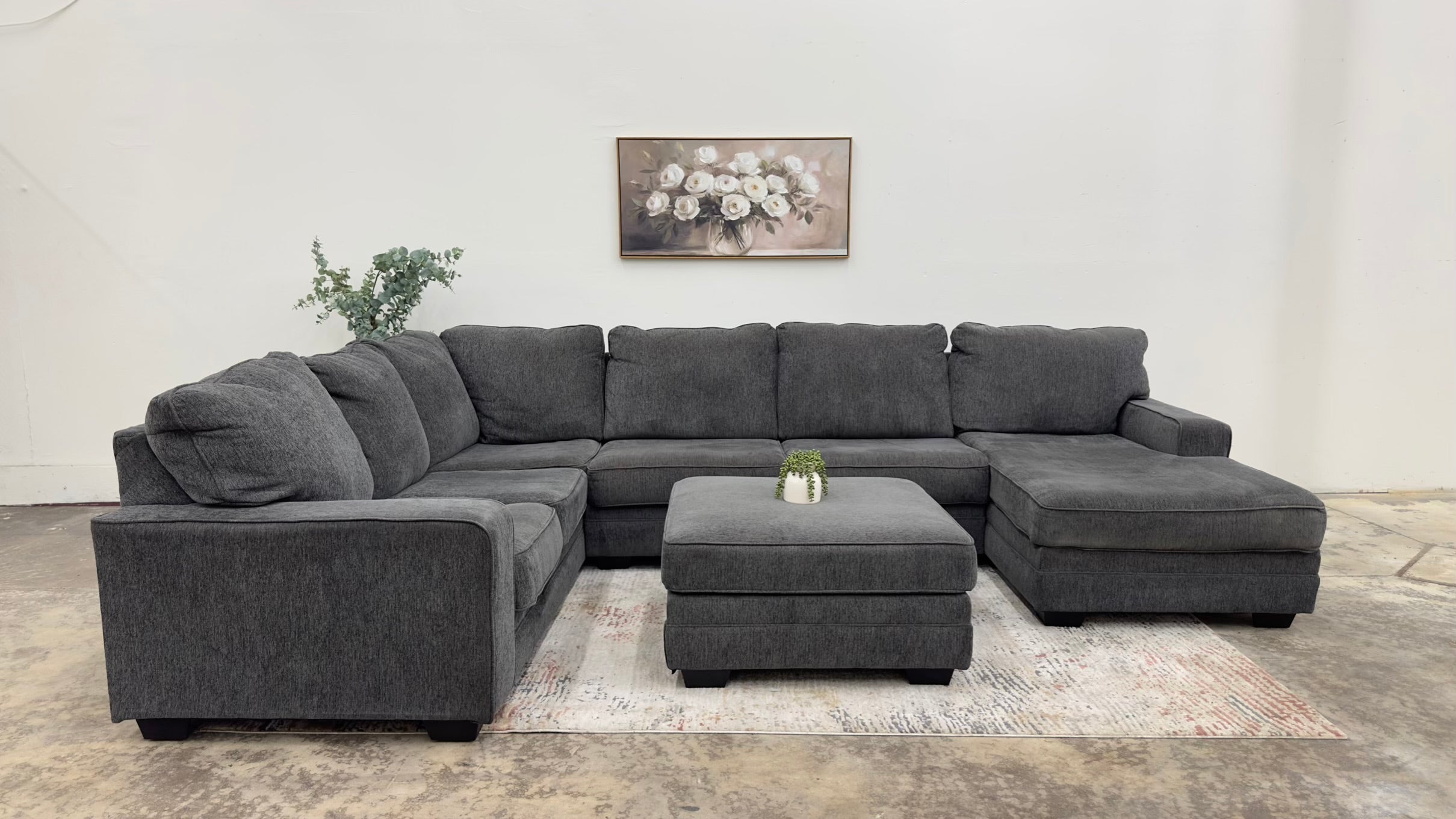 NFM Ashley Furniture U-Shaped Sectional with Ottoman