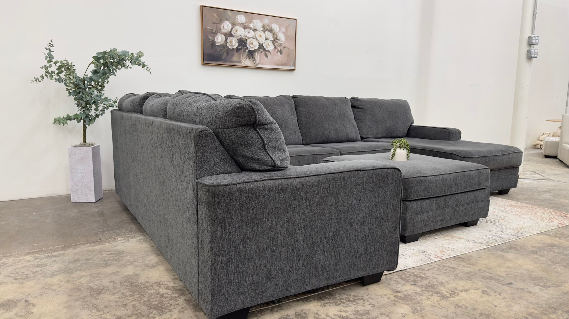 NFM Ashley Furniture U-Shaped Sectional with Ottoman
