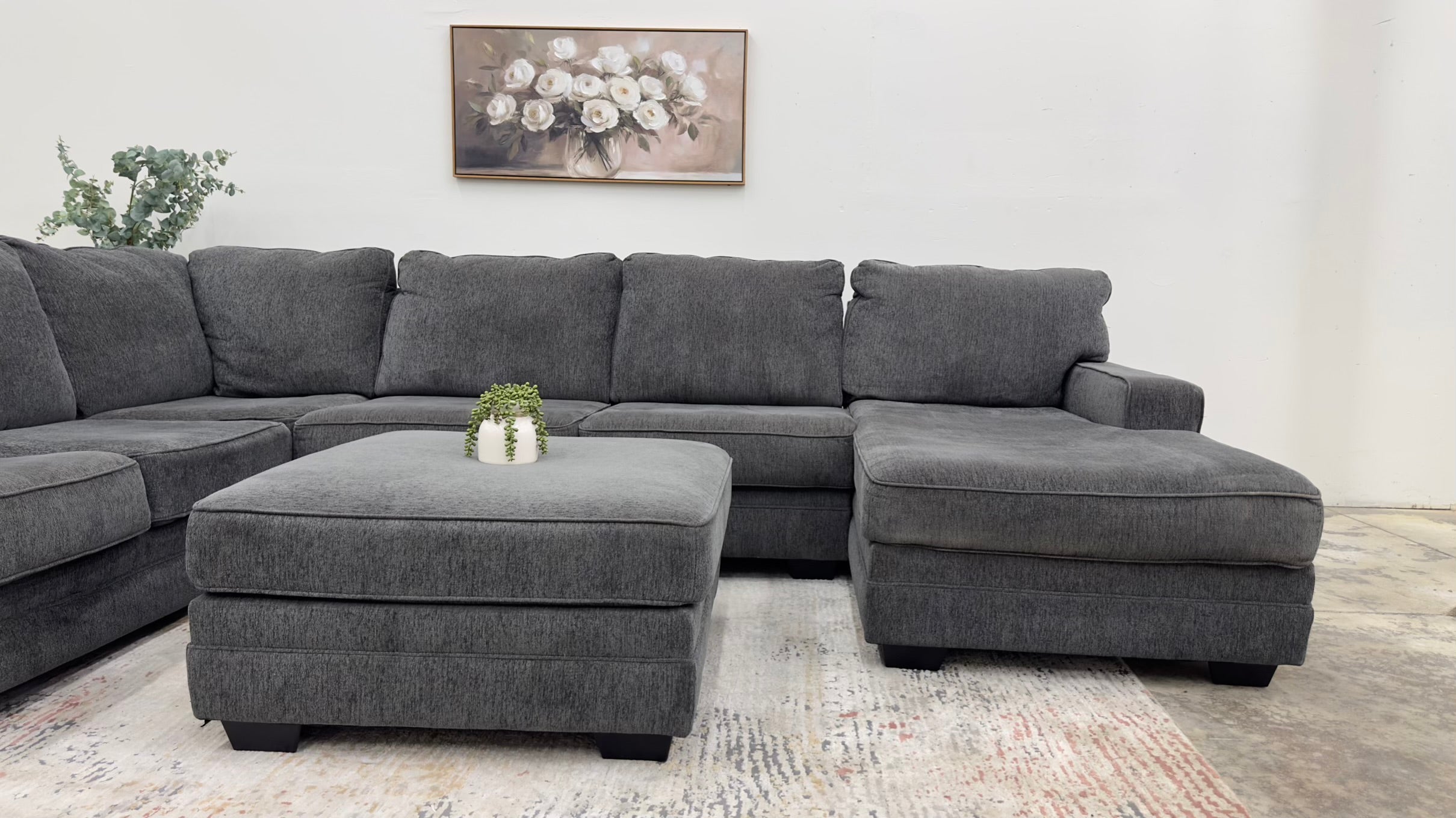 NFM Ashley Furniture U-Shaped Sectional with Ottoman