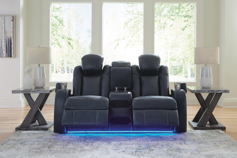 Midnight Power Reclining Loveseat with Console