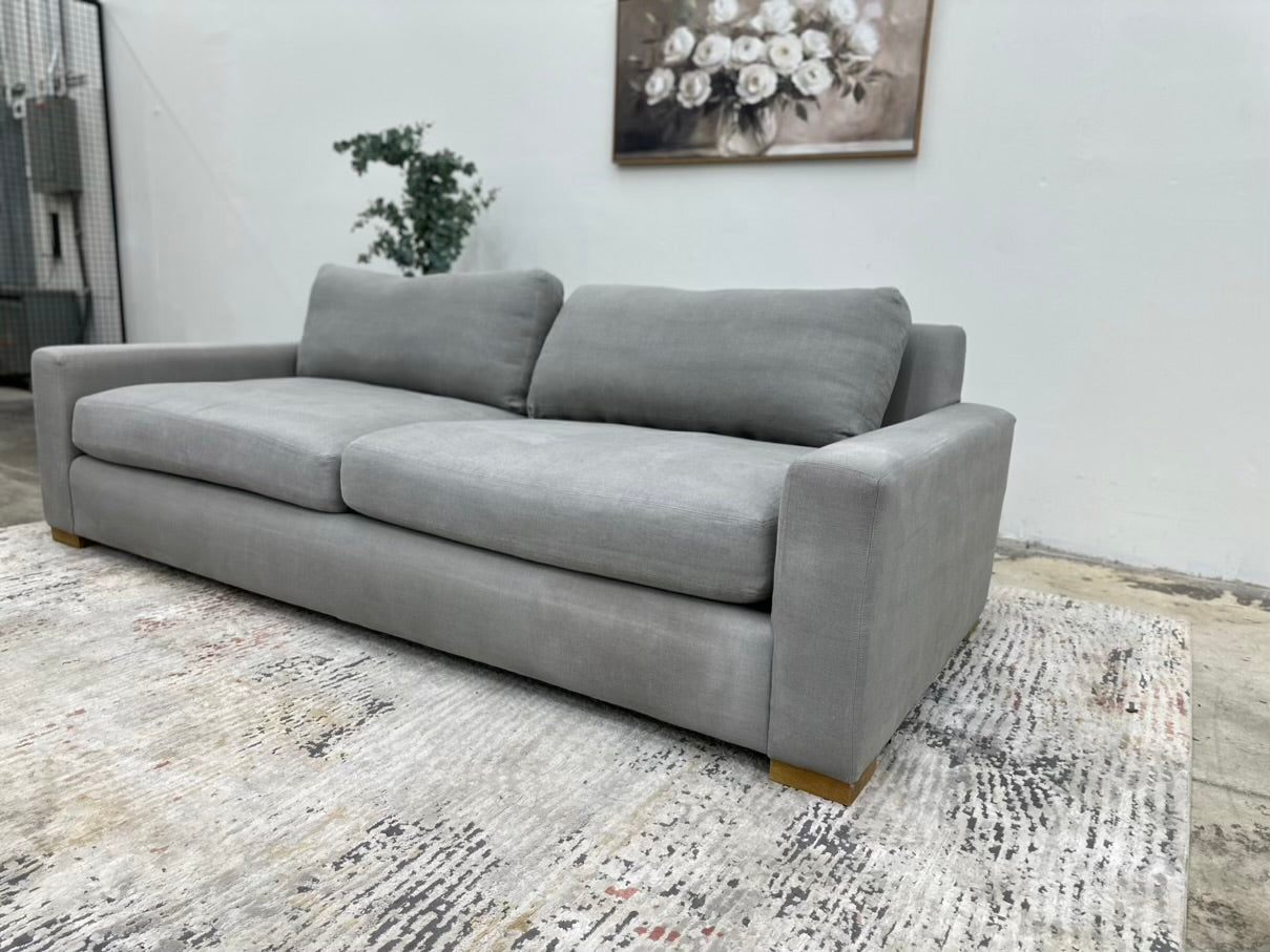 Restoration Hardware Maxwell Luxe Frost Gray Fabric Sofa