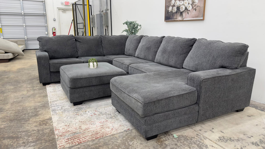 NFM Ashley Furniture U-Shaped Sectional with Ottoman