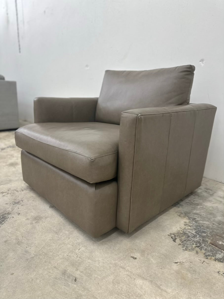 Crate and Barrel Lounge Leather Swivel Chair