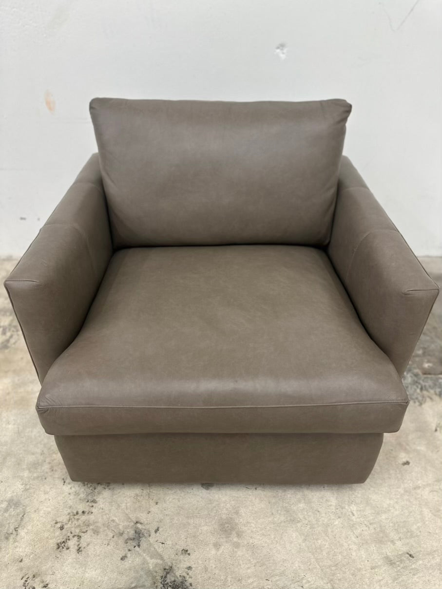 Crate and Barrel Lounge Leather Swivel Chair
