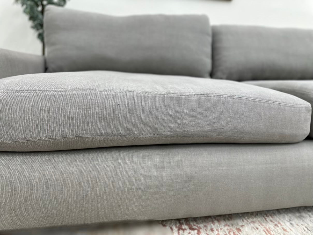 Restoration Hardware Maxwell Luxe Frost Gray Fabric Sofa