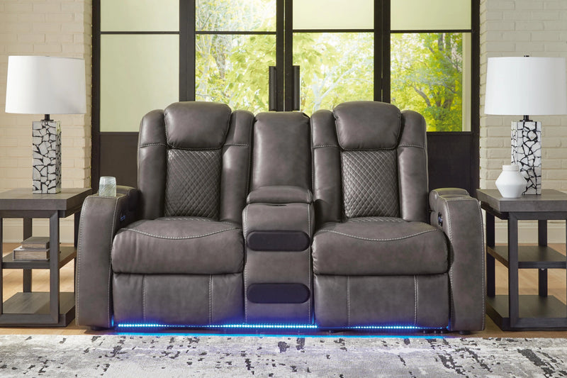Midnight Power Reclining Loveseat with Console